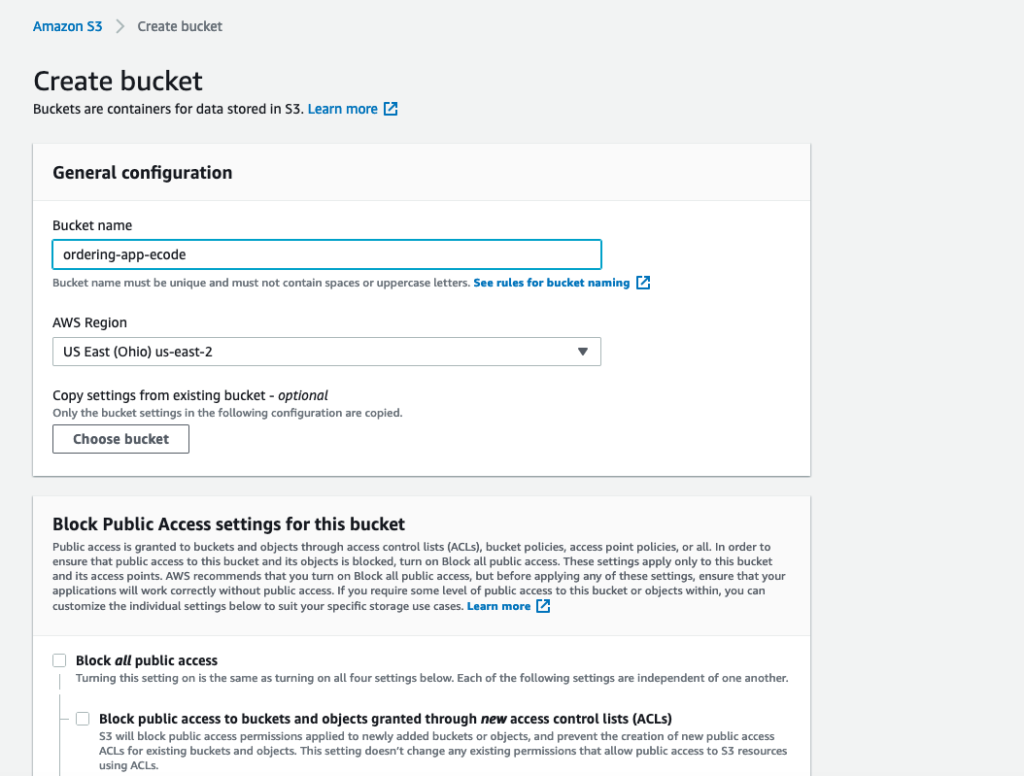 create sa3 bucket for frontend deployment